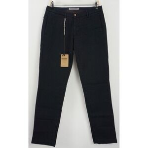 New Primo Emporio Carrara Men's 28 x‎ 31 Dark Blue Twill Cotton Flat Chino Pants